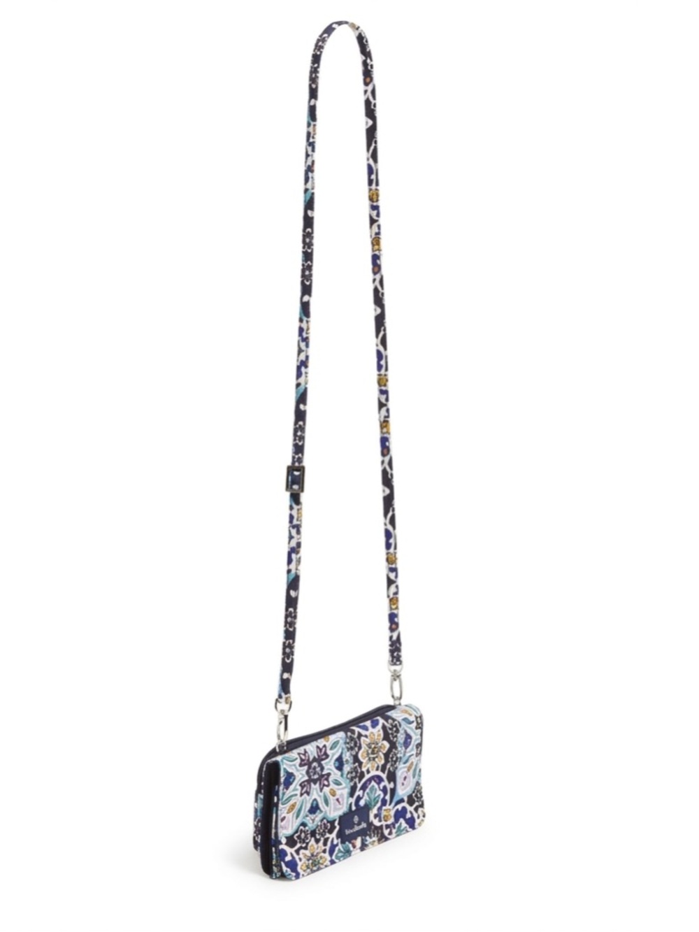 Vera Bradley RFID Wallet/Crossbody Bag Navy, Off White, Aqua Floral - Picture 6 of 10